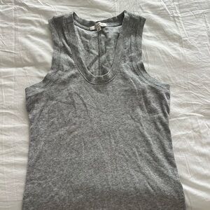 Elegant Gray Ribbed Tank Top